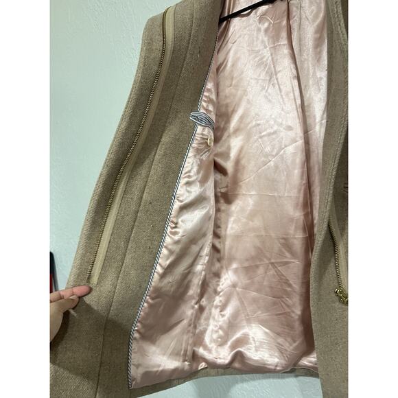 J. Crew Italian Stadium Cloth By Nello Gori Womens Tan Winter Overcoat Size 0P - Picture 5 of 7